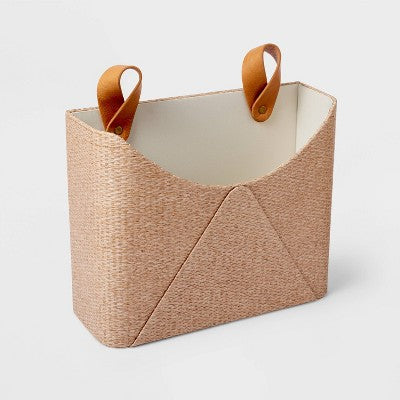  Woven Wall Pocket With Faux Leather Loop Taupe - Threshold™: Wall File & Mail Organizer, Office Holder,