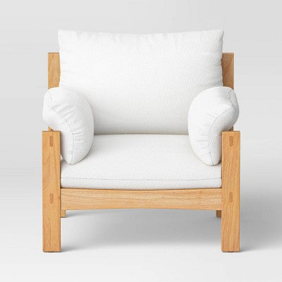  Canyon Slouchy Arm Rustic Wood Accent Chair Cream - Threshold™
