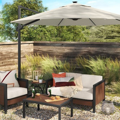  11'x11' Offset Solar Patio Umbrella - Black Pole - Threshold™