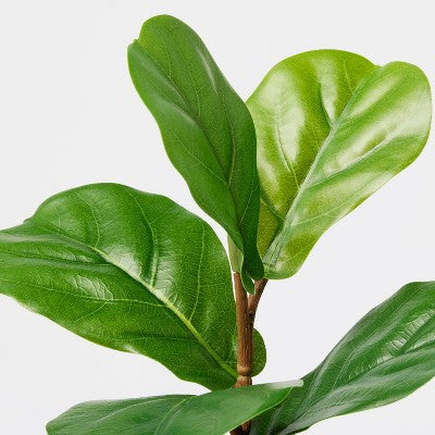  11.5" Faux Fiddle Leaf Plant With Stone Pot And Wooden Stand - Threshold™