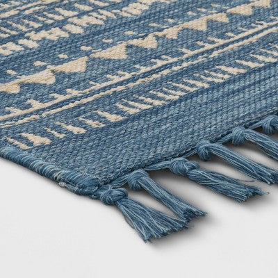  5' X 7' Fringe Outdoor Rug Blue Striped - Threshold™