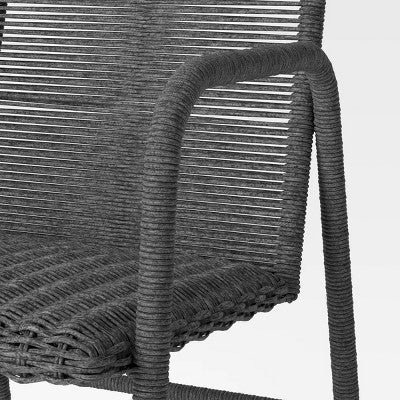  2pc Granby Padded Wicker Outdoor Patio Dining Chairs Arm Chairs Gray - Threshold™