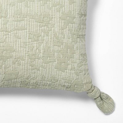  Lumbar Floral Jacquard Pillow With Corner Ties Green - Threshold Designed With Studio McGee