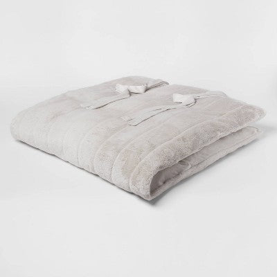  Luxe Channel Faux Fur Lounge Pillow Light Gray - Threshold™