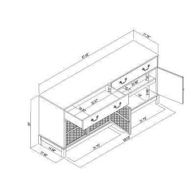  Brandeis Woven TV Stand For TVs Up To 60" Brown - Threshold™ Designed With Studio McGee