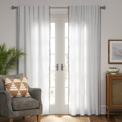  1pc 54"x84" Light Filtering Stitched Edge Curtain Panel Cream - Threshold™