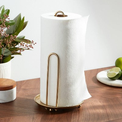  Delavan Collection Metal Wire Paper Towel Holder Gold - Threshold™: Gold Kitchen Accessories, Napkin Holder, Freestanding