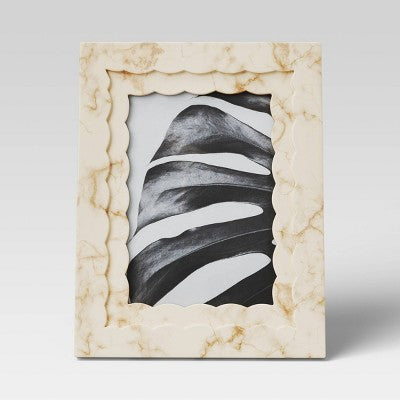  5"x7" Shaped Resin Profile Table Image Frame Beige - Threshold™: Modern Style, Glass, Polyresin