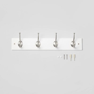  4 Hooks Rail Nickel Hooks Ivory - Threshold™