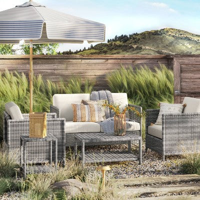  Monroe Wicker Patio Coffee Table - Gray - Threshold™