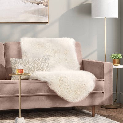  Faux Fur Pelt Throw Blanket Ivory - Threshold™
