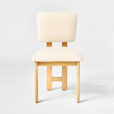  2pk Modern Upholstered Wood Dining Chair Cream - Threshold™ Designed With Studio McGee: Lacquered Rubberwood, Polyester Upholstery