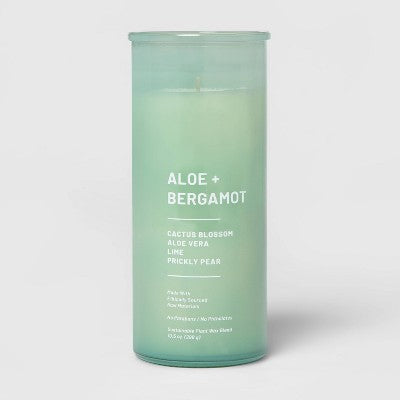  Glass Jar Aloe And Bergamot Candle Green - Threshold™