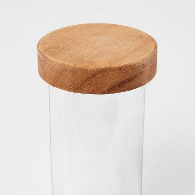  4oz 12pk Round Spice Jar With Wood Lids Set - Threshold™: Glass Condiment Servers, Hand Wash, Traditional Style