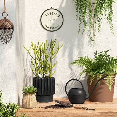  0.4gal Iron Outdoor Watering Can With Powder Coat Finish Black - Threshold™
