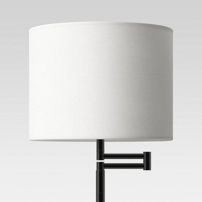  Metal Column Swing Arm Floor Lamp Black - Threshold™