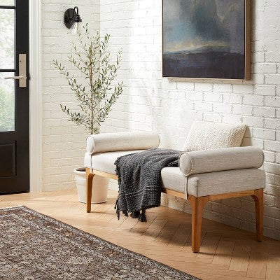  Randolph Bench With Bolster Pillows Linen - Threshold™ Designed With Studio McGee