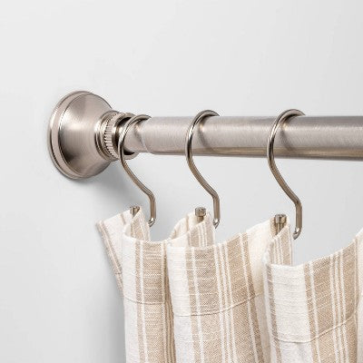  72" Rust Proof Stainless Steel Two-Way Mount Taper Finial Shower Curtain Rod Nickel - Threshold™