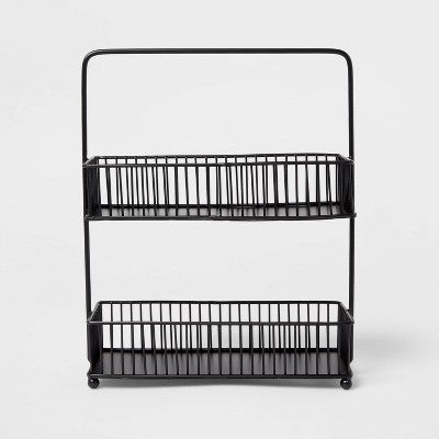  Iron 2-Tier Wire Spice Rack Black - Threshold™: Freestanding Seasoning Organizer, Kitchen Storage Solution