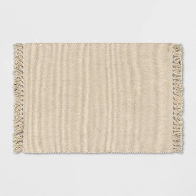  Rib Weave Placemat - Threshold™: Washable Cotton & Linen, Solid Rectangle, Multicolored, 19"x14"