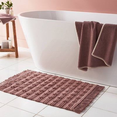  20"x30" Dotted Striped Bath Rug Mauve - Threshold™