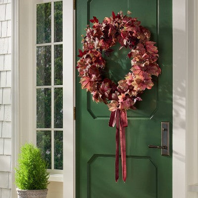  30" XL Mixed Leaf Artificial Wreath Red - Threshold™ Designed With Studio McGee