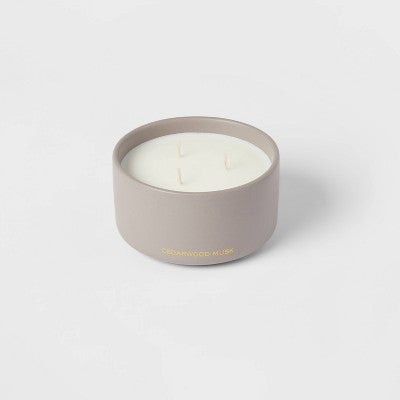  15oz Ceramic Jar 3-Wick Black Label Cedarwood Musk Candle - Threshold™