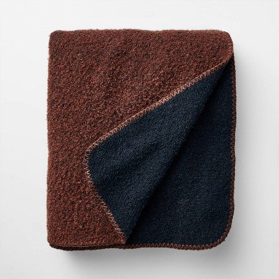  Asymmetric Colorblocked Boucle Throw Burgundy/Navy - Threshold™ Designed With Studio McGee