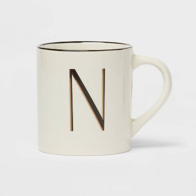  16oz Stoneware Monogram Mug Ivory - Threshold™