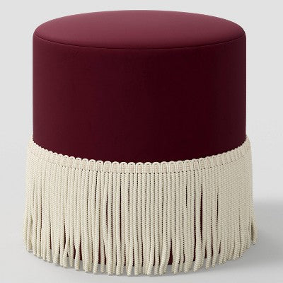  Fringe Drum Ottoman In Velvet - Threshold™