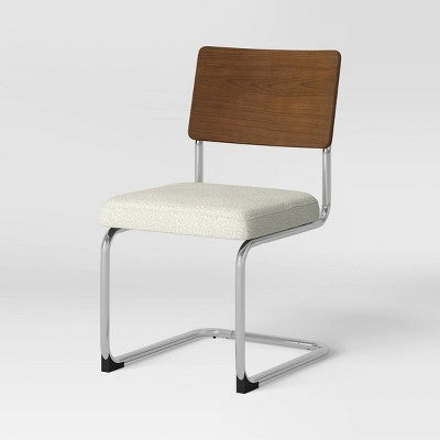  2pk Cecilton Chrome Cantilever Dining Chairs Cream Boucle - Threshold™