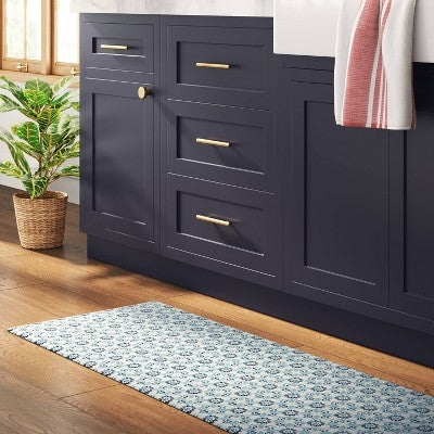  1'6"x5" Medallion Comfort Runner Mat Blue - Threshold™: Skid-Resistant Indoor Kitchen Floor Mat