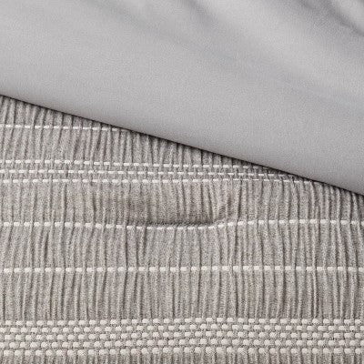  12pc Chambray Matelasse Stripe Comforter & Sheet Bedding Set Gray - Threshold™