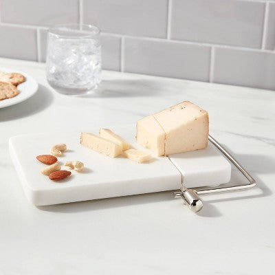  9" X 6" Marble Cheese Slicer Cutting Board White - Threshold™