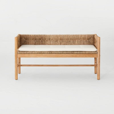  Elden Wood Bench With Woven Back And Loose Cushion Seat - Threshold™ Designed With Studio McGee