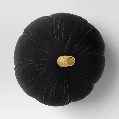  Shaped Velvet Pumpkin Black - Threshold™: Halloween Novelty Plush Throw Pillow, Indoor Decor, Polyester Fill