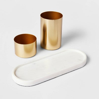  Modular Desk Org Marble Tray And Metal Cups Set - Threshold™