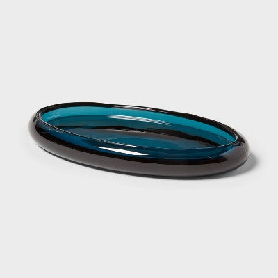  Colored Glass Bath Tray Blue - Threshold™