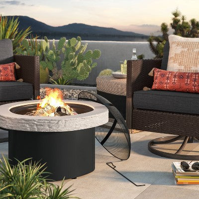  32" Stack Stone Wood Burning Outdoor Fireplace With Spark Screen - Threshold™