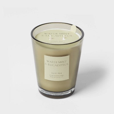  Colored Vase Glass With Dustcover Watermint And Eucalyptus Candle Green - Threshold™