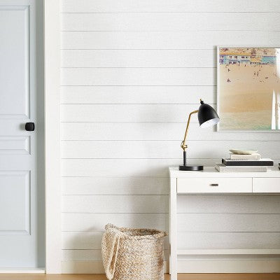  Textured Shiplap Peel & Stick Wallpaper White - Threshold™: Removable Vinyl, Wood Grain, Stain-Resistant, Washable