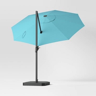  11'x11' Offset Patio Umbrella Turquoise - Black Pole - Threshold™