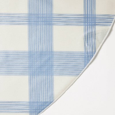  70" Round Oiled Tablecloth Blue Plaid - Threshold™ Designed With Studio McGee: Classic Spring Pattern, OEKO-TEX Certified