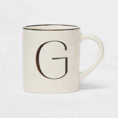  16oz Stoneware Monogram Mug Ivory - Threshold™