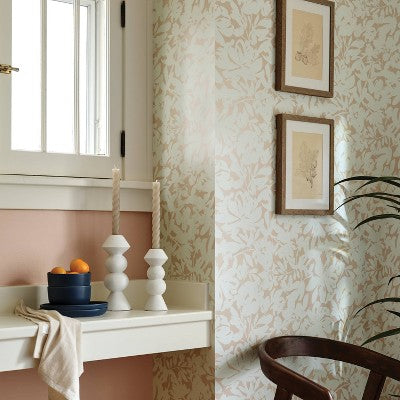  Brushstroke Floral Light Pink Wallpaper - Threshold™