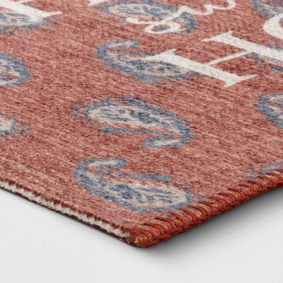  1'8"x2'10" Washable 'Home Sweet Home' Paisley Accent Rug Red - Threshold™