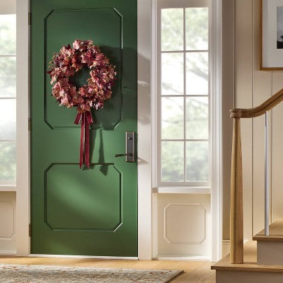  24" Mixed Leaf Artificial Fall Wreath Red - Threshold™ Designed With Studio McGee