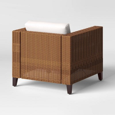  Brookfield Steel Wicker Club Chair With Cushions - Light Brown - Threshold™