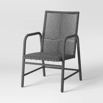  2pc Granby Padded Wicker Outdoor Patio Dining Chairs Arm Chairs Gray - Threshold™