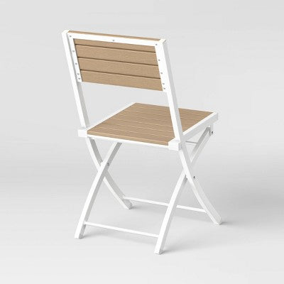  Bryant 4pk Faux Wood Folding Patio Bistro Chairs - White/Light Wood - Threshold™